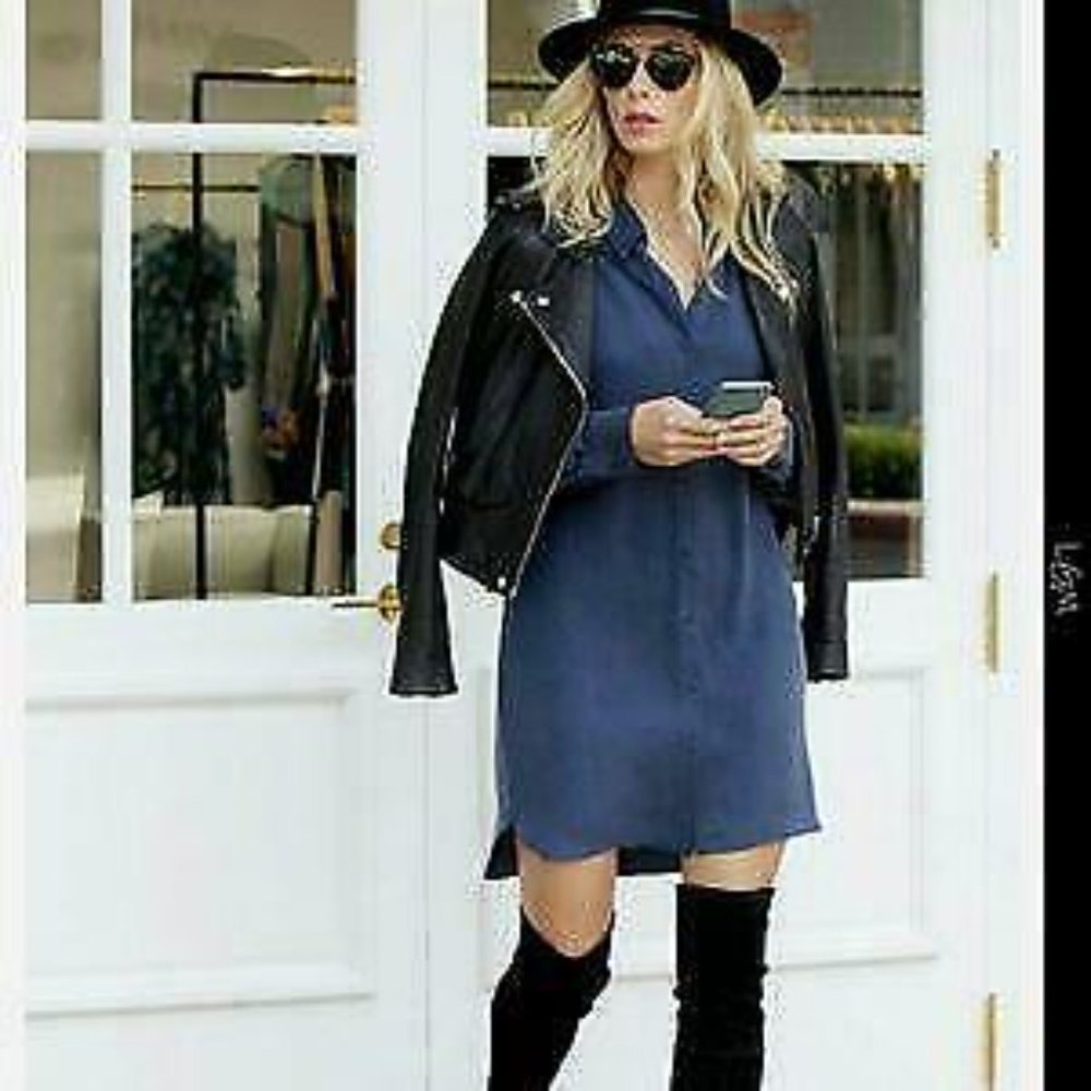 Nordstrom Wayf Button Front Shirt Dress (XS, Blue)